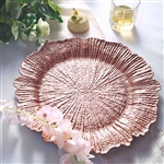 13" Round Reef Rose Gold Plastic Charger Plates - Set of 6