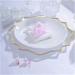 13" Round Clear Plastic Charger Plates with Gold Scalloped Edge - Set of 6