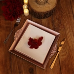 10" Blush/Rose Gold Square Decorative Acrylic Serving Trays with Embossed Rims - Set of 2