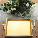 14" x 10" Gold Rectangle Decorative Acrylic Serving Trays with Embossed Rims - Set of 2