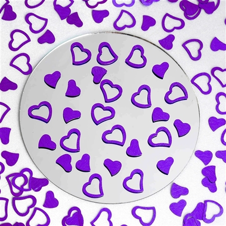 Metallic Foil Wedding-Party Heart Confetti - 300 PCS- Purple