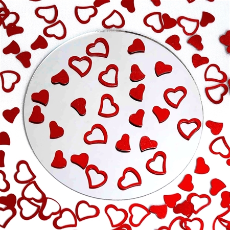 Metallic Foil Wedding-Party Heart Confetti - 300 PCS- Red