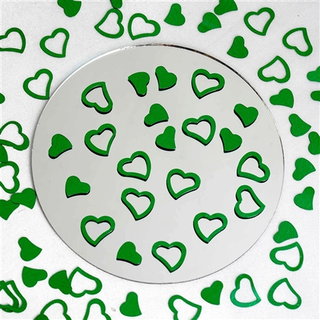 Metallic Foil Wedding-Party Heart Confetti - 300 PCS- Green