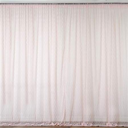 5ft x 10ft Fire Retardant Sheer Floral Lace Premium Curtain Panel Backdrops - Blush - Set Of 2