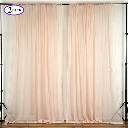 5ft x 10ft Fire Retardant Sheer Organza Premium Curtain Panel Backdrops - Blush - Set Of 2