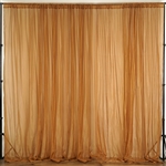 10ft x 10ft Fire Retardant Sheer Voil Premium Curtain Panel Backdrops - Gold