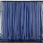 10ft x 10ft Fire Retardant Sheer Voil Premium Curtain Panel Backdrops - Navy Blue