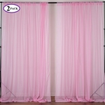 5ft x 10ft Fire Retardant Sheer Organza Premium Curtain Panel Backdrops - Pink - Set Of 2