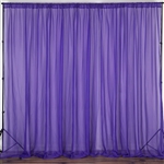 10ft x 10ft Fire Retardant Sheer Voil Premium Curtain Panel Backdrops - Purple