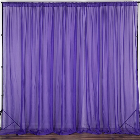 10ft x 10ft Fire Retardant Sheer Voil Premium Curtain Panel Backdrops - Purple