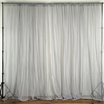 10ft x 10ft Fire Retardant Sheer Voil Premium Curtain Panel Backdrops - Silver