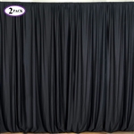 5ft x 10ft Black Fire Retardant Polyester Curtain Panel Backdrops Window Treatment with Rod Pockets - Set Of 2