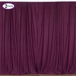 5ft x 10ft Eggplant Fire Retardant Polyester Curtain Panel Backdrops Window Treatment with Rod Pockets - Set Of 2