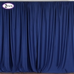 5ft x 10ft Navy Fire Retardant Polyester Curtain Panel Backdrops Window Treatment with Rod Pockets - Set Of 2