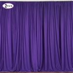 5ft x 10ft Purple Fire Retardant Polyester Curtain Panel Backdrops Window Treatment with Rod Pockets - Set Of 2
