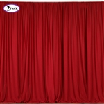5ft x 10ft Red Fire Retardant Polyester Curtain Panel Backdrops Window Treatment with Rod Pockets - Set Of 2