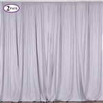 5ft x 10ft Silver Fire Retardant Polyester Curtain Panel Backdrops Window Treatment with Rod Pockets - Set Of 2