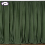 5ft x 10ft Willow Green Fire Retardant Polyester Curtain Panel Backdrops Window Treatment with Rod Pockets - Set Of 2