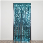 3ft x 8ft Sparkling Metallic Foil Fringe Curtain - Turquoise