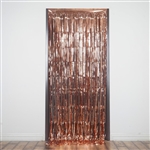 3ft x 8ft Sparkling Metallic Foil Fringe Curtain - Rose Gold