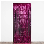 3ft x 8ft Sparkling Metallic Foil Fringe Curtain - Fuchsia