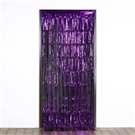 3ft x 8ft Sparkling Metallic Foil Fringe Curtain - Purple