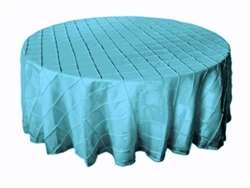 120" Round Tablecloth Pintuck - Turquoise