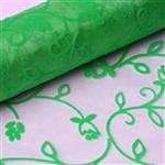 12" x 10 Yards Velvet Embroidery on Organza Fabric Bolt - Emerald Green