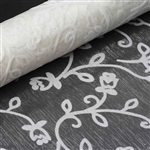 12" x 10 Yards Velvet Embroidery on Organza Fabric Bolt - Ivory