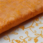 54" x 10 Yards Velvet Embroidery Sheer Organza Fabric Bolt - Orange