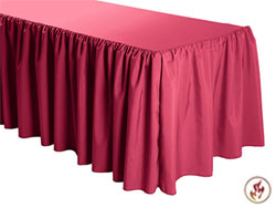 FR Shirred Polyester Table Skirts - 6 Foot Table (3 sides covered) - 11 foot section
