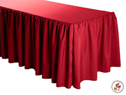 FR Shirred Polyester Table Skirts - 6 Foot Table (All Sides Covered) - 17 Foot Section