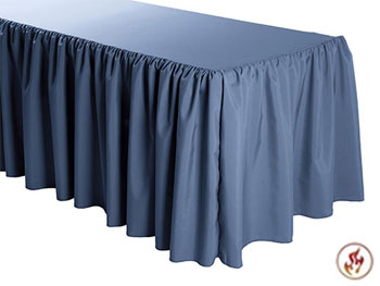 FR Shirred Polyester Table Skirts - 8 Foot Table (3 Sides Covered) - 13 Foot Section