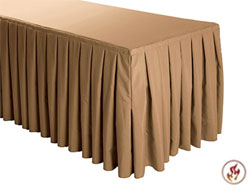 FR Box Pleat Polyester Table Skirts - 6 Foot Table (3 sides covered) - 11.5 foot section