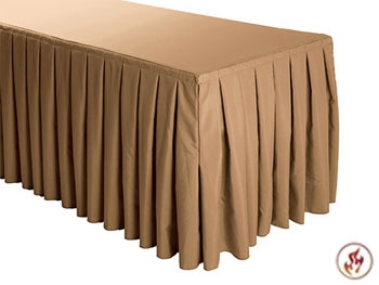 FR Box Pleat Polyester Table Skirts - 6 Foot Table (3 sides covered) - 11.5 foot section