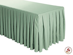 FR Box Pleat Polyester Table Skirts - 6 FT Table (all sides covered) - 17 FT section