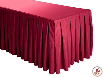 FR Box Pleat Polyester Table Skirts - 6/8 Foot Table - 9.5 foot section