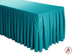 FR Box Pleat Polyester Table Skirts - 8 FT Table (3 sides covered) - 13 FT section