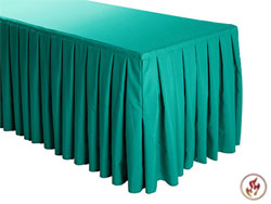 FR Box Pleat Polyester Table Skirts - 8 FT Table (all sides covered) - 21 FT section