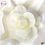 8" Large Foam DIY 3D Artificial Flowers For Wedding Room Wall Decoration - Ivory - Pack of 6