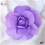 8" Large Foam DIY 3D Artificial Flowers For Wedding Room Wall Decoration - Lavender - Pack of 6