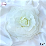 12" Foam Paper Craft Artificial Flowers For Wedding - Ivory - Pack of 4