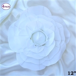 12" Foam Paper Craft Artificial Flowers For Wedding - White - Pack of 4