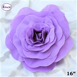 16" Large Artificial DIY 3D Flowers for Room Wall Decoration - Lavender - Pack of 4
