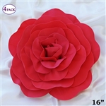 16" Large Artificial DIY 3D Flowers for Room Wall Decoration - Red - Pack of 4