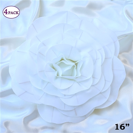 16" Large Artificial DIY 3D Flowers for Room Wall Decoration - White - Pack of 4