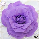 20" Giant Rose DIY 3D Artificial Flowers for Wedding Room Wall Decoration - Lavender - Pack of 2