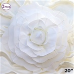 20" Giant Rose DIY 3D Artificial Flowers for Wedding Room Wall Decoration - White - Pack of 2