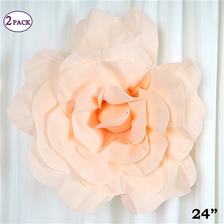 24" Giant 3D Artificial Flowers for Wedding Room Wall Decoration - Blush - Pack of 2
