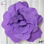 24" Giant 3D Artificial Flowers for Wedding Room Wall Decoration - Lavender - Pack of 2